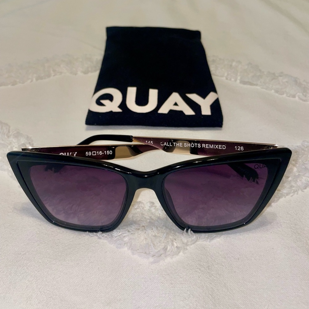 Quay Australia Black Cat-Eye Sunglasses